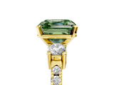 Yellow gold Fancy Green Asscher  Cut Three-Stone Diamond Pavé Band with Prong Setting_22