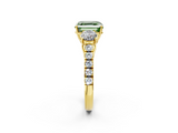 Yellow gold Fancy Green Asscher  Cut Three-Stone Diamond Pave Band with Prong Setting_54