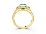 Yellow gold Fancy Green Asscher  Cut Three-Stone Diamond Pave Band with Prong Setting_55