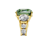 Yellow gold Fancy Green Asscher  Cut Three-Stone Diamond Pave Band with Prong Setting_57