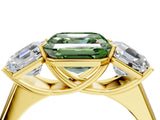 Yellow gold Fancy Green Asscher Cut Three-Stone Diamond Ring with Prong Setting on a Classic Band_16