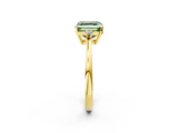 Yellow gold Fancy Green Asscher  Cut Three-Stone Solitaire Ring with Round Accent Diamonds and Four-Prong Setting_2