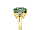 Yellow gold Fancy Green Asscher  Cut Three-Stone Solitaire Ring with Round Accent Diamonds and Four-Prong Setting_5