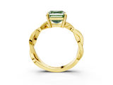 Yellow gold Fancy Green Asscher  Cut Twisted Pavé Band Solitaire Ring with Four-Prong Setting_3