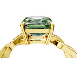 Yellow gold Fancy Green Asscher  Cut Twisted Pavé Band Solitaire Ring with Four-Prong Setting_4