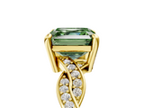 Yellow gold Fancy Green Asscher  Cut Twisted Pavé Band Solitaire Ring with Four-Prong Setting_5