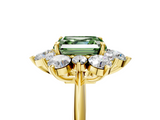 Yellow gold Fancy Green Asscher  Diamond Cluster Halo Ring with Solitaire Band and Four-Prong Setting_5