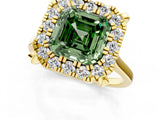 Yellow gold Fancy Green Asscher  Diamond Cluster Halo Solitaire with Four-Prong Setting_24