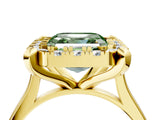 Yellow gold Fancy Green Asscher  Diamond Cluster Halo Solitaire with Four-Prong Setting_27