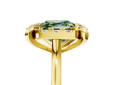 Yellow gold Fancy Green Asscher  Diamond Cluster Halo Solitaire with Four-Prong Setting_28