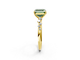 Yellow gold Fancy Green Asscher  Diamond Cluster Prong-Set Solitaire Ring_2