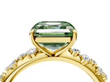 Yellow gold Fancy Green Asscher  Diamond Cluster Prong-Set Solitaire Ring_4