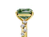 Yellow gold Fancy Green Asscher  Diamond Cluster Prong-Set Solitaire Ring_5