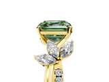 Yellow gold Fancy Green Asscher  Diamond Floral Vine Solitaire Engagement Ring_5