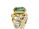 Yellow gold Fancy Green Asscher  Diamond Halo Ring with Marquise and Pavé Band in Prong Setting_22