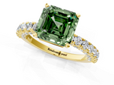 Yellow gold Fancy Green Asscher  Diamond Pavé Band Solitaire Ring with Four-Prong Setting_1
