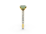 Yellow gold Fancy Green Asscher  Diamond Pavé Band Solitaire Ring with Four-Prong Setting_2