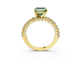 Yellow gold Fancy Green Asscher  Diamond Pavé Band Solitaire Ring with Four-Prong Setting_3