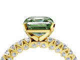 Yellow gold Fancy Green Asscher  Diamond Pavé Band Solitaire Ring with Four-Prong Setting_4