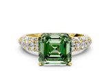 Yellow gold Fancy Green Asscher  Diamond Pavé Band Solitaire Ring with Four-Prong Setting_46