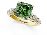 Yellow gold Fancy Green Asscher  Diamond Pavé Band Solitaire Ring with Four-Prong Setting_47