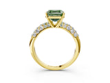 Yellow gold Fancy Green Asscher  Diamond Pavé Band Solitaire Ring with Four-Prong Setting_49
