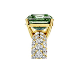 Yellow gold Fancy Green Asscher  Diamond Pavé Band Solitaire Ring with Four-Prong Setting_51