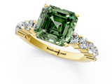 Yellow gold Fancy Green Asscher  Diamond Pavé Band Solitaire with Four-Prong Setting_1