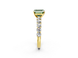 Yellow gold Fancy Green Asscher  Diamond Pavé Band Solitaire with Four-Prong Setting_2