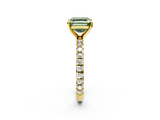Yellow gold Fancy Green Asscher  Diamond Pavé Band Solitaire with Four-Prong Setting_2