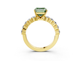 Yellow gold Fancy Green Asscher  Diamond Pavé Band Solitaire with Four-Prong Setting_3