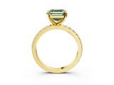 Yellow gold Fancy Green Asscher  Diamond Pavé Band Solitaire with Four-Prong Setting_3