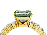 Yellow gold Fancy Green Asscher  Diamond Pavé Band Solitaire with Four-Prong Setting_4