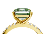 Yellow gold Fancy Green Asscher  Diamond Pavé Band Solitaire with Four-Prong Setting_4