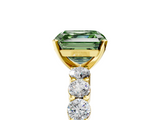 Yellow gold Fancy Green Asscher  Diamond Pavé Band Solitaire with Four-Prong Setting_5