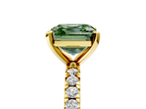 Yellow gold Fancy Green Asscher  Diamond Pavé Band Solitaire with Four-Prong Setting_5