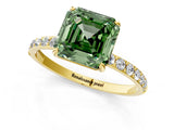 Yellow gold Fancy Green Asscher  Diamond Pavé Band with Six-Prong Setting_20