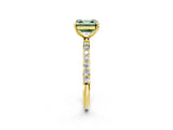 Yellow gold Fancy Green Asscher  Diamond Pavé Band with Six-Prong Setting_21