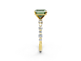 Yellow gold Fancy Green Asscher  Diamond Prong Set Engagement Ring with Pave Band_19
