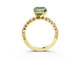 Yellow gold Fancy Green Asscher  Diamond Prong Set Engagement Ring with Pave Band_20