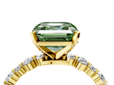 Yellow gold Fancy Green Asscher  Diamond Prong Set Engagement Ring with Pave Band_21