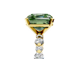 Yellow gold Fancy Green Asscher  Diamond Prong Set Engagement Ring with Pave Band_22