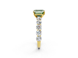 Yellow gold Fancy Green Asscher  Diamond Prong Setting with Side Stones on a Pave Band_2