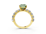 Yellow gold Fancy Green Asscher  Diamond Prong Setting with Side Stones on a Pave Band_3