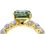 Yellow gold Fancy Green Asscher  Diamond Prong Setting with Side Stones on a Pave Band_4
