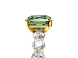 Yellow gold Fancy Green Asscher  Diamond Prong Setting with Side Stones on a Pave Band_5