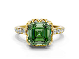Yellow gold Fancy Green Asscher  Diamond Solitaire Ring with Shared Prong Pavé Band_30