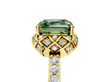 Yellow gold Fancy Green Asscher  Diamond Solitaire Ring with Shared Prong Pavé Band_35