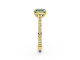 Yellow gold Fancy Green Asscher  Diamond Solitaire with Pave Band and Six-Prong Setting_2