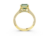 Yellow gold Fancy Green Asscher  Diamond Solitaire with Pave Band and Six-Prong Setting_3